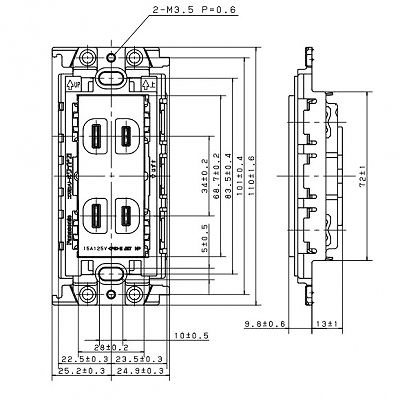 パナソニック 埋込ダブルコンセント 絶縁取付枠付 15A 125V ベージュ  WTF15024FK 画像3