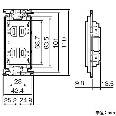 パナソニック 埋込トリプルコンセント 金属取付枠付 15A 125V ホワイト  WTF13033WK 画像3