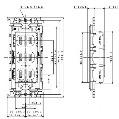 パナソニック 埋込トリプルコンセント 絶縁取付枠付 15A 125V ホワイト  WTF13034WK 画像2