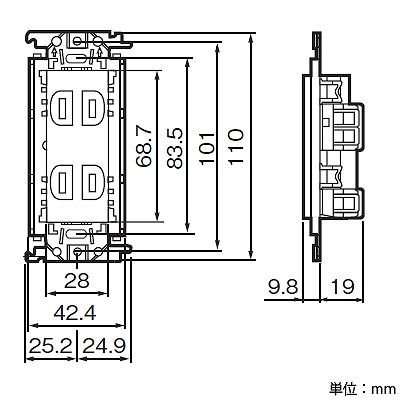 パナソニック 埋込アースターミナル付接地ダブルコンセント 金属取付枠付 フル端子S 15A 125V ホワイト  WTF113238W 画像3