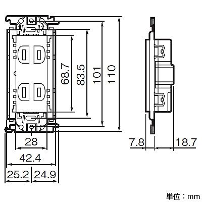 パナソニック 埋込アースターミナル付接地コンセント 金属取付枠付 15A 125V ベージュ  WTF11313FK 画像3