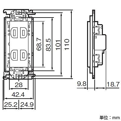 パナソニック 埋込接地ダブルコンセント 金属取付枠付 15A 125V ホワイト  WTF13123WK 画像3