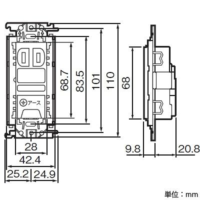 パナソニック 埋込抜け止め接地ダブルコンセント 金属取付枠付 15A 125V ホワイト  WTF11623WK 画像3