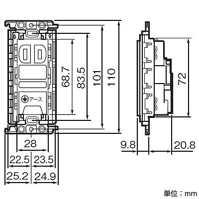 パナソニック 埋込抜け止め接地ダブルコンセント 絶縁取付枠付 15A 125V ホワイト  WTF11624WK 画像3