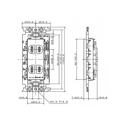 パナソニック フルカラー 埋込絶縁ダブルコンセント 取付枠付 15A 125V  WN13024K 画像3