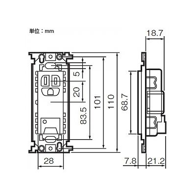 パナソニック フルカラー 埋込絶縁接地コンセント アースターミナル付 取付枠付 15A 125V  WN11314 画像2