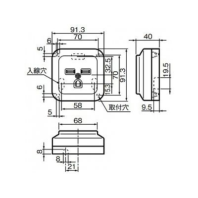 パナソニック 接地2P角型コンセント 薄形 30A 250V ブラック  WK36301B 画像2