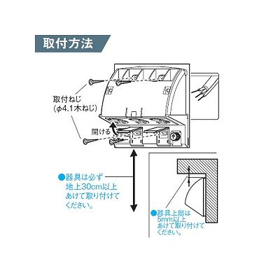 パナソニック 接地防水抜け止めトリプルコンセント アースターミナル式 露出・埋込両用 ホワイト  WK4603W 画像2