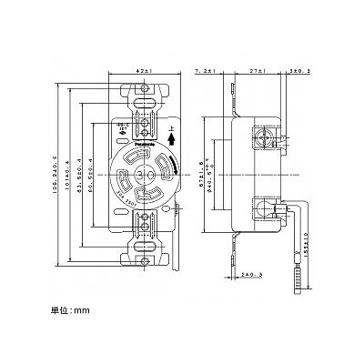 パナソニック フルカラー 埋込3P引掛接地コンセント 接地リード線付 チョコ 30A 250V  WF2430A1 画像3