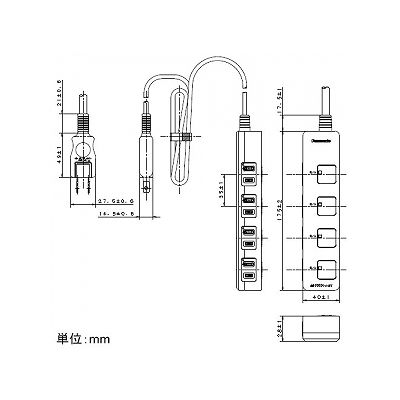 パナソニック ランプレススイッチ付タップ 4コ口 スナップキャップ付 1mコード付 ホワイト  WHS2514WP 画像2