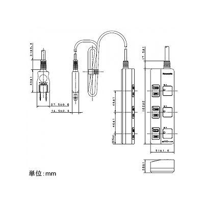 パナソニック ランプレススイッチ付タップ 3コ口 ACアダプター対応 スナップキャップ付 2mコード付 ホワイト  WHS25239WP 画像2