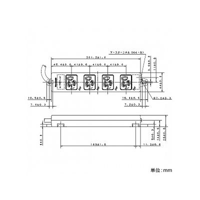 パナソニック OAタップ 接地抜け止めコンセント 4コ口 マグネット付 コード長1m 15A 125V グレー  WCH2414H 画像2