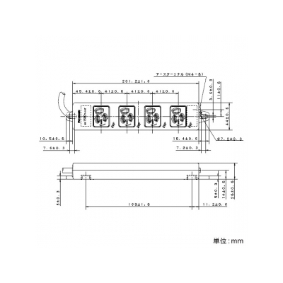 パナソニック OAタップ 接地抜け止めコンセント 4コ口 マグネット付 コード長3m 15A 125V ブラック  WCH2434B 画像2