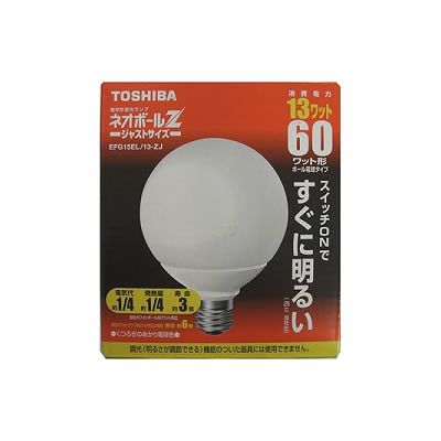 東芝 【生産終了】電球形蛍光ランプ 10本セット G形 60Wタイプ 電球色 EFG15EL13ZJ-10SET