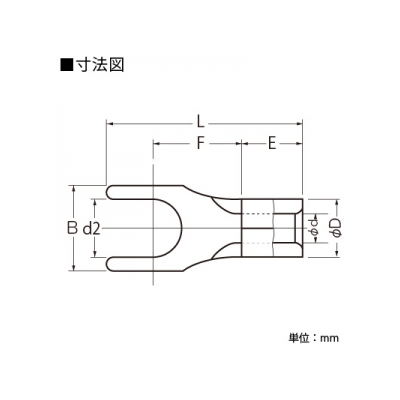 ニチフ 銅線用 裸圧着端子 (Y形 Eタイプ)先開形 100個入り  1.25Y-3NE 画像2