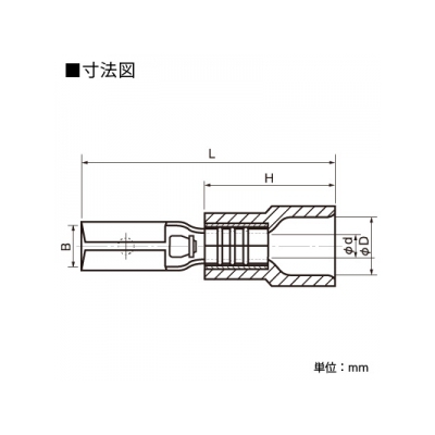 ニチフ 差込形接続端子 110シリーズ ポリ塩化ビニル製 100個入 赤色  TMEDV280809-F-RED 画像2