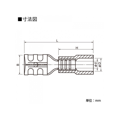 ニチフ 差込形接続端子 187シリーズ ポリ塩化ビニル製 100個入 青色  TMEDV480520-F03-BLU 画像2