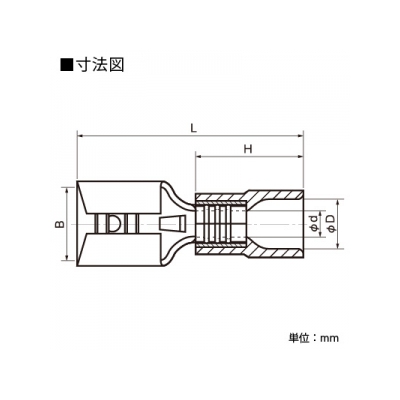 ニチフ 差込形接続端子 250シリーズ ナイロン製 100個入 青透明色  TMEDN630820-F-BCL 画像2