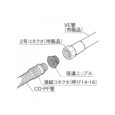 パナソニック 径違ニップル CD管・PF管共用 呼び16-22 ウォームグレイ  DMP16N 画像3