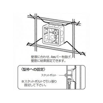 未来工業 埋込四角アウトレットボックス 中形四角深型 断熱カバー・4mmバー付  CDO-4BDB 画像4