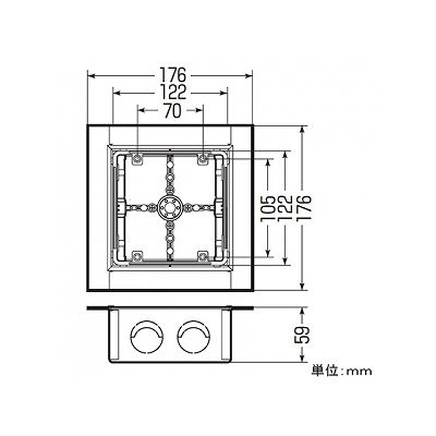 未来工業 X線防護用アウトレットボックス鉛ボード用 4方出 大形四角(深型)  CDO-5BXP4-1 画像3