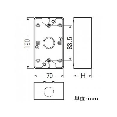 未来工業 露出スイッチボックス ブランクタイプ 1ヶ用 ミルキーホワイト  PVR-0M 画像2