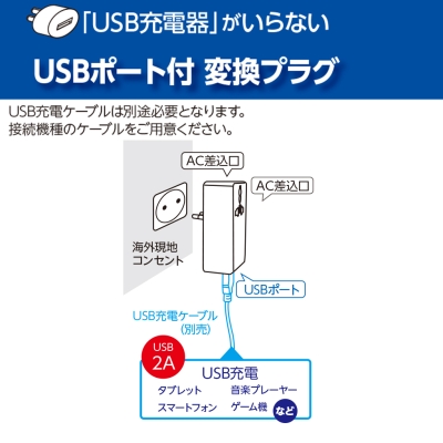 YAZAWA(ヤザワ) 【在庫限り】海外用マルチ変換プラグUSB付2A 白  HPM42AWH 画像7