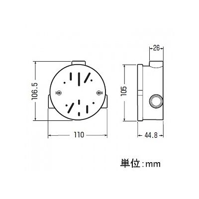 未来工業 【お買い得品 20個セット】露出用丸型ボックス 1～3方出兼用型 ベージュ  PVM16-TJ_20set 画像2