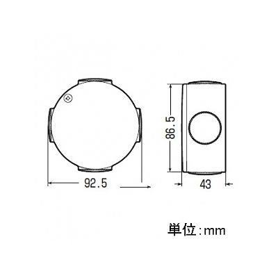 未来工業 【お買い得品 20個セット】露出用丸型ボックス ブランクタイプ 1～4方出兼用型 チョコレート  PVM-0T_20set 画像4