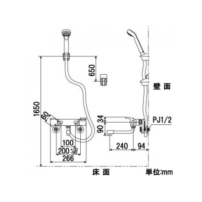 サーモスタット式シャワー 240mmパイプ付 《KF880フルメタルシリーズ