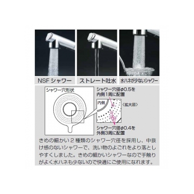 KVK(ケーブイケー) 流し台用シングルレバー式シャワー付混合栓 シャワー引出し式 上施工タイプ 寒冷地用 逆止弁なし 水受けトレー付 《KM5021JTシリーズ》  KM5021ZJT 画像2