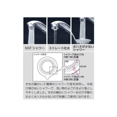 KVK(ケーブイケー) 流し台用シングルレバー式シャワー付混合栓 シャワー引出し式 上施工タイプ 寒冷地用 逆止弁なし 水受けトレー付 《KM5031Jシリーズ》  KM5031ZJT 画像2