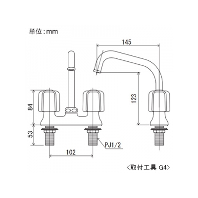 KVK(ケーブイケー) 流し台用2ハンドル混合栓 ミニキッチン用タイプ 吐水口高さ123mm  KM17NE 画像2