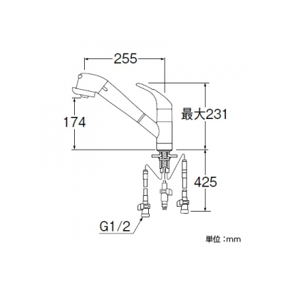 三栄水栓製作所 シングル浄水器付ワンホールスプレー混合栓 節水水栓 キッチン用 浄水カートリッジ内蔵タイプ ホース引出し機能付 modello  K87680TJV 画像5