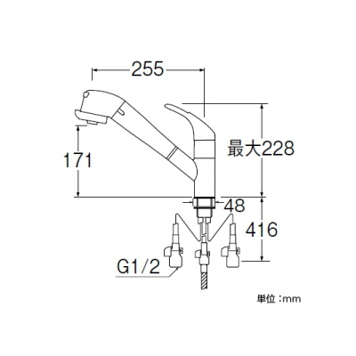 三栄水栓製作所 シングル浄水器付ワンホールスプレー混合栓 節水水栓 キッチン用 浄水カートリッジ内蔵タイプ ホース引出し機能付 modello  K87680JV 画像4