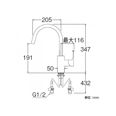 三栄水栓製作所 シングルワンホール混合栓 節水水栓 キッチン用 泡沫吐水 column  K8751JV 画像2