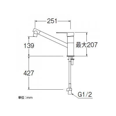 三栄水栓製作所 シングルワンホール混合栓 節水水栓 キッチン用 泡沫吐水 column  K875JDVZ-1 画像2