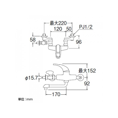 三栄水栓製作所 シングル分岐混合栓 節水水栓 壁付混合栓 キッチン用 分岐口・分岐アダプター・分岐バルブ付  CK1761DK 画像2