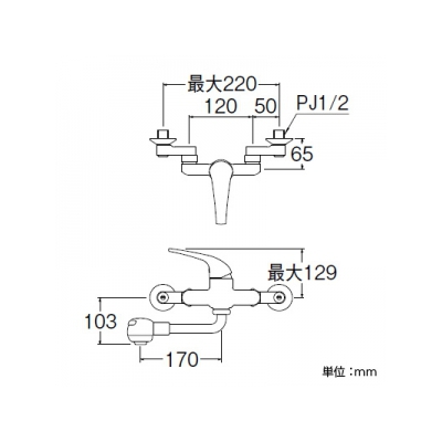 三栄水栓製作所 シングル切替シャワー混合栓 節水水栓 壁付混合栓 キッチン用 パイプ下向きタイプ 寒冷地用 U-MIX  K170MK 画像3