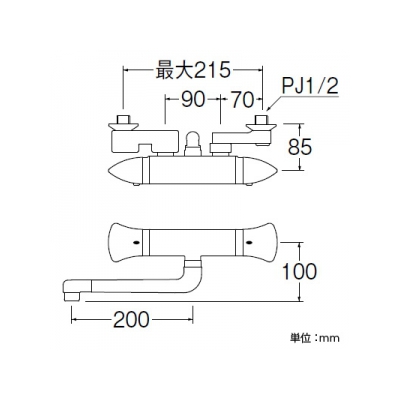 三栄水栓製作所 サーモシャワー混合栓 節水水栓 壁付混合栓 浴室用 断熱仕様 パイプ長さ:200mm U-MIX  SK1800DS9 画像3