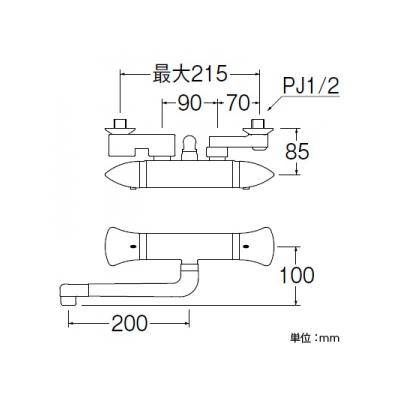 三栄水栓製作所 サーモシャワー混合栓 節水水栓 壁付混合栓 浴室用 断熱仕様 パイプ長さ:200mm 寒冷地用 U-MIX  SK1800DK-LH 画像3