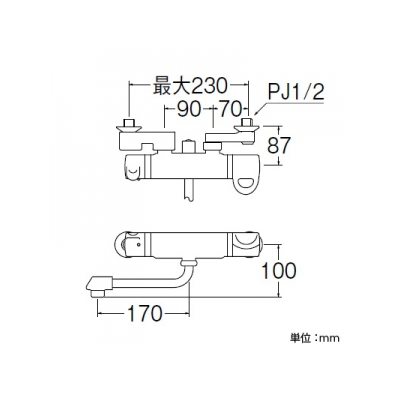 三栄水栓製作所 サーモシャワー混合栓 節水水栓 壁付混合栓 浴室用 断熱仕様 寒冷地用 modello  SK1861DK 画像3