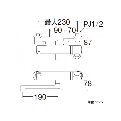 三栄水栓製作所 サーモシャワー混合栓 節水水栓 壁付混合栓 浴室用 断熱仕様 パイプ長さ:190mm modello  SK1861C 画像3