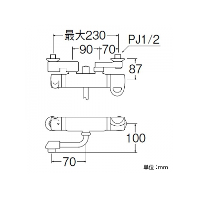 三栄水栓製作所 サーモシャワー混合栓 節水水栓 壁付混合栓 浴室用 断熱仕様 パイプ長さ:70mm modello  SK1861D-S 画像3