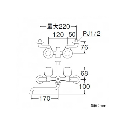 三栄水栓製作所 ツーバルブシャワー混合栓 壁付混合栓 浴室用 ストップシャワー付 U-MIX  SK11-3-LH 画像3