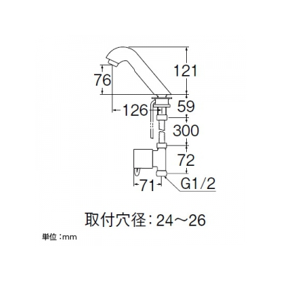 三栄水栓製作所 自動水栓 洗面所用 DC・AC兼用タイプ 吐水口高さ:76mm  EY501-13 画像2