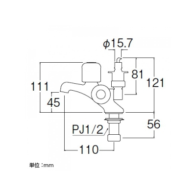 三栄水栓製作所 洗濯機用二口立水栓 オートストッパー付 呼び:13  JF505TV-1-13 画像2