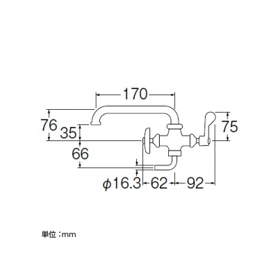 三栄水栓製作所 厨房用二口横形自在水栓[共用形] 二条ネジ仕様  E2310-13 画像2