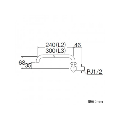 三栄水栓製作所 ミニセラ横形自在水栓 セラミック水栓 パイプ長さ:240mm miniCERA  JA205-L2-13 画像2