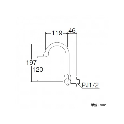 三栄水栓製作所 ミニセラ泡沫横形ツル首自在水栓 セラミック水栓 呼び:13 miniCERA  JA265H-13 画像2